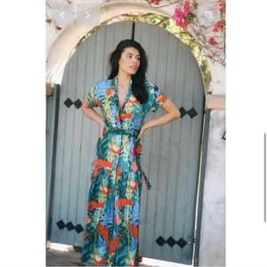 HUTCH anthropologie palm print maxi dress